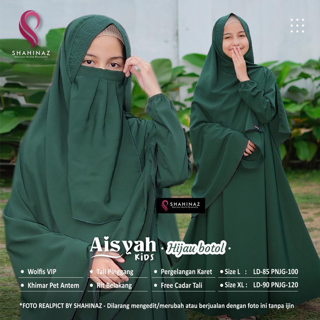 Gamis Anak / Gamis Remaja Syar'i Wolfis Alandra Set Jilbab Dan Cadar Original Aiisha