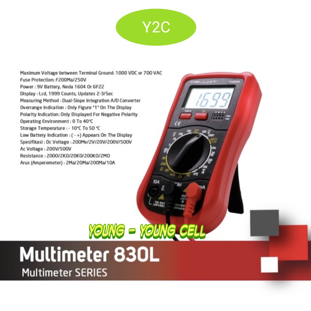 MULTITESTER DIGITAL CELLKIT 830L / AVOMETER / TOOLS / ALAT SERVIS SERVICE HP LENGKAP TERLENGKAP TERMURAH