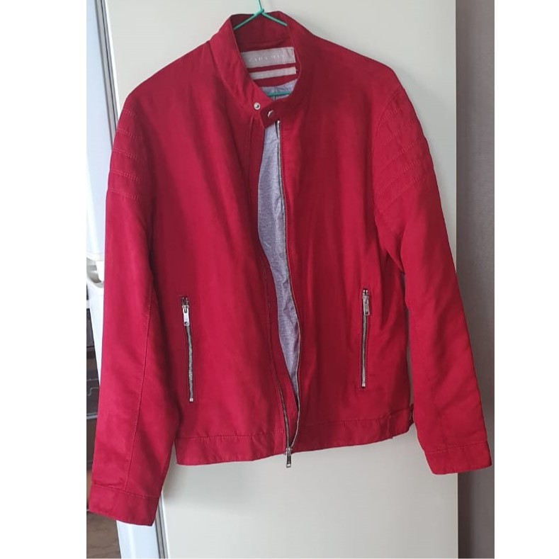 PRELOVED Jaket Pria Suede Merah size XS muat size S merek ZARA MEN