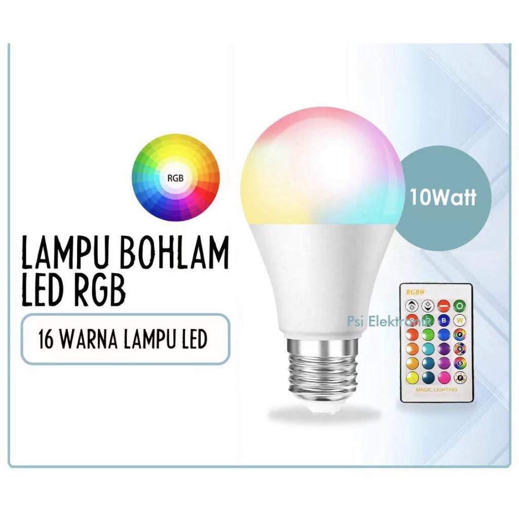 LAMPU BOHLAM LED BEX 10WATT RGB LENGKAP REMOT BERUBAH WARNA REMOTE CONTROL