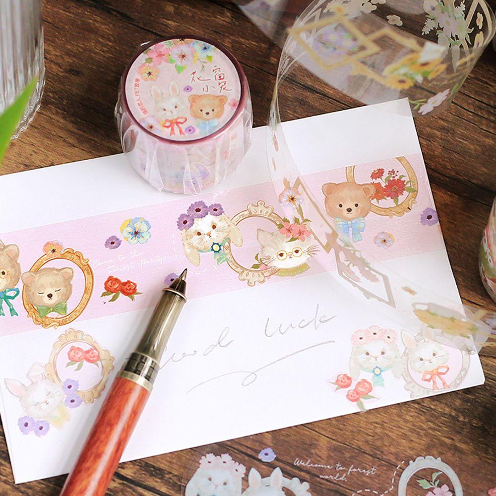 R-flower Masking Tape Stationery Diary Bunga Burung Hewan Stiker Jurnal Anti Air