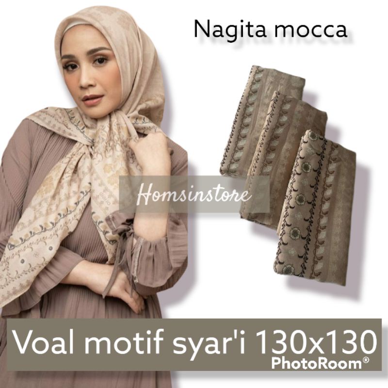 HS Jilbab Motif Syar'i 130x130 Voal Premium