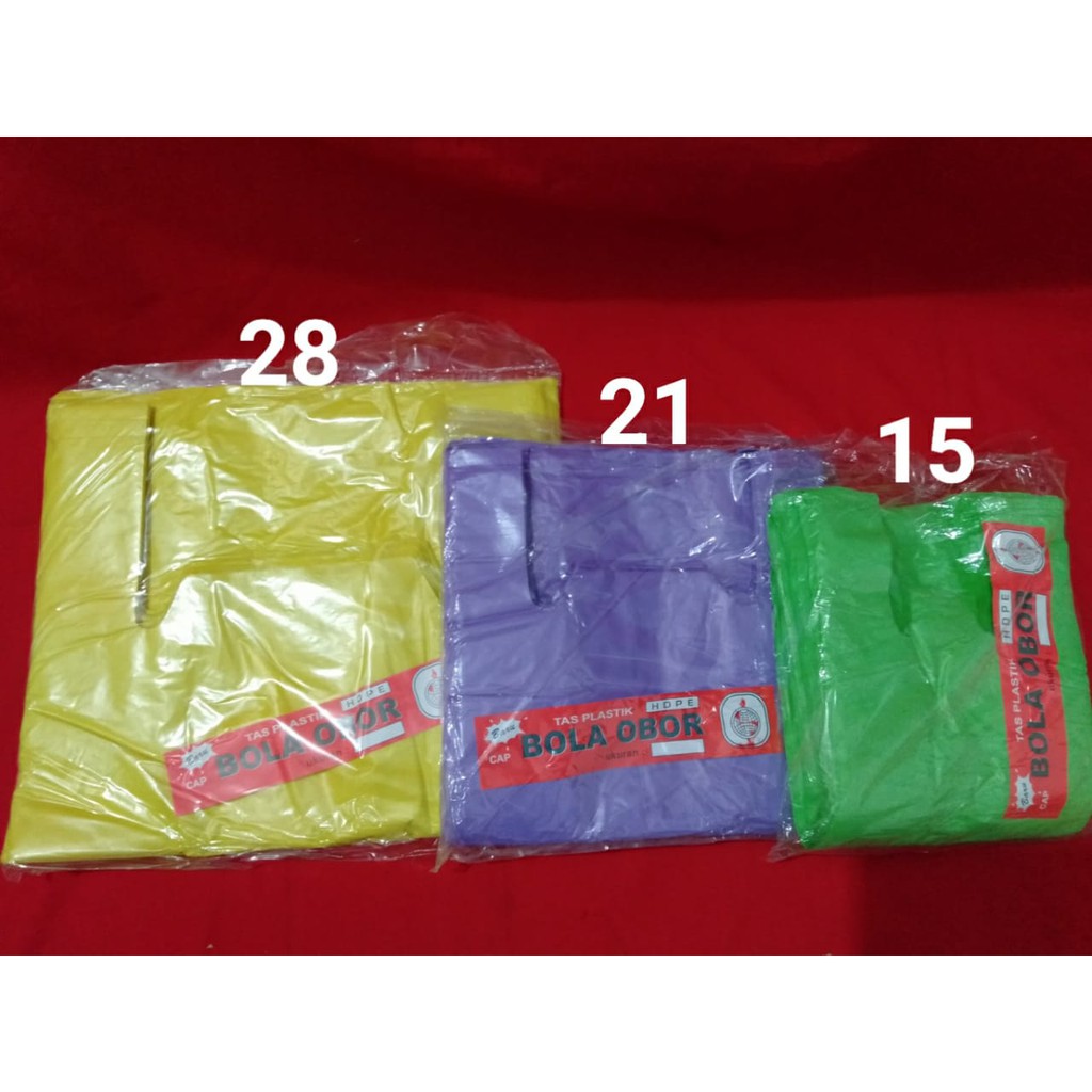 DIBURU BANGET!!! Kantong Kresek Kiloan Warna Merk Bola Obor &quot;TEBAL&quot; uk. 28 Harga per (1pack)