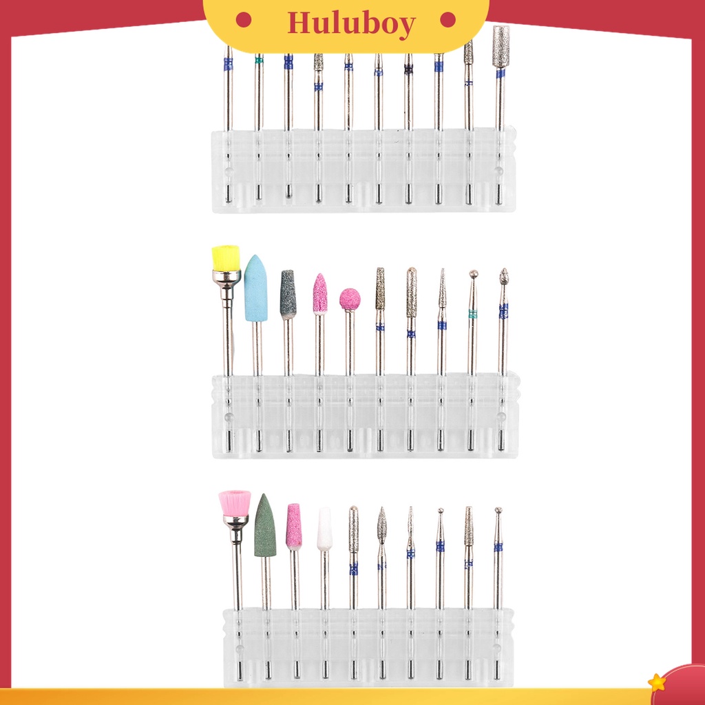 Huluboy Huluboy♡ 10pcs / Set Mata Bor Poles Kuku Bahan Tungsten Steel Tahan Lama Untuk Manicure Wanita