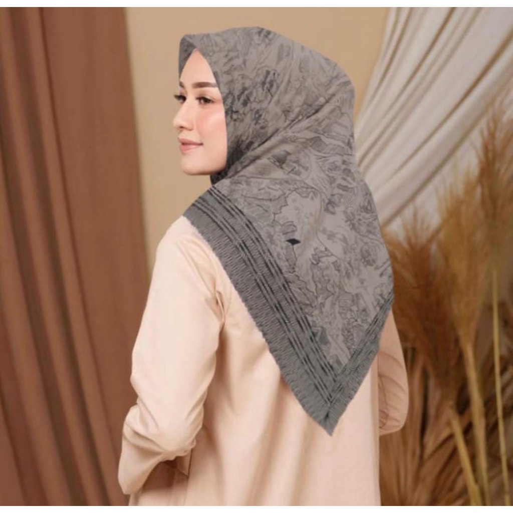 Terbaru !! Hijab Voal Segiempat Motif Scene  Series Kerudung Segiempat Motif Jilbab Instan Jilbab Voal