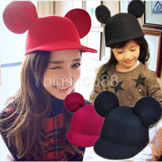 bigshop88 - Topi Snapback Mickey Mouse Hat Topi Bowler Miki Tikus Cosplay Snap Topi Anak Dewasa Bowler