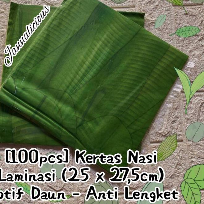 

❇ Kertas Nasi Laminasi Anti Lengket ~ Motif Daun Pisang Uk. 25x27,5cm ➳