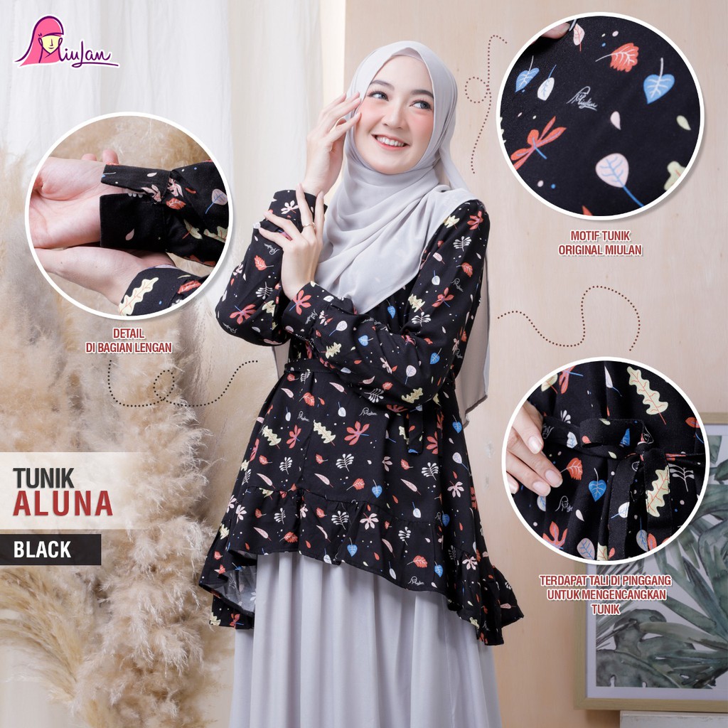 Pusat Baju Miulan Aluna Tunik Pakaian Atasan Muslim Tunik Cantik Wanita Baju Fashion Muslim by Miula