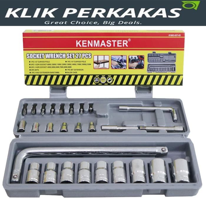 Kunci Sok Socket Wrench Set 27 Pcs Kenmaster Original