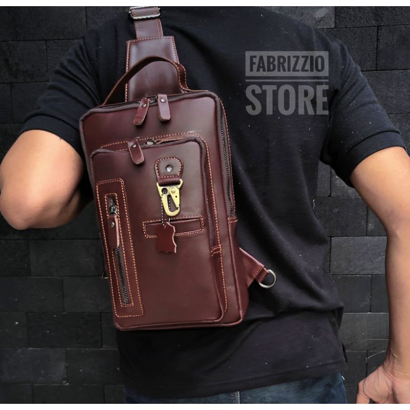 single Sling bag keren kulit asli