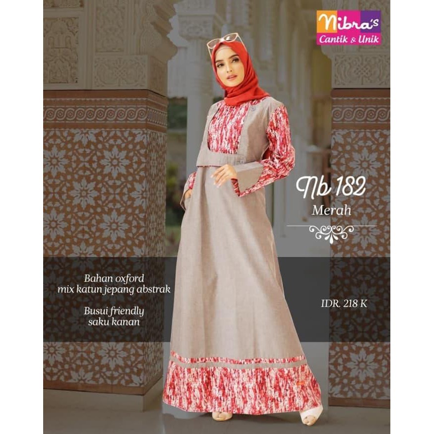 [gamis-wanita] GAMIS NIBRAS NB 182 / GAMIS NIBRAS NB / NB 182 - Merah, S