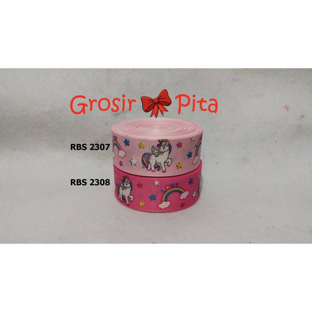 

(25 yard) Pita Grosgrain Motif Unicorn RBS 2307,2308 | Toko Bahan Craft | Grosir Pita