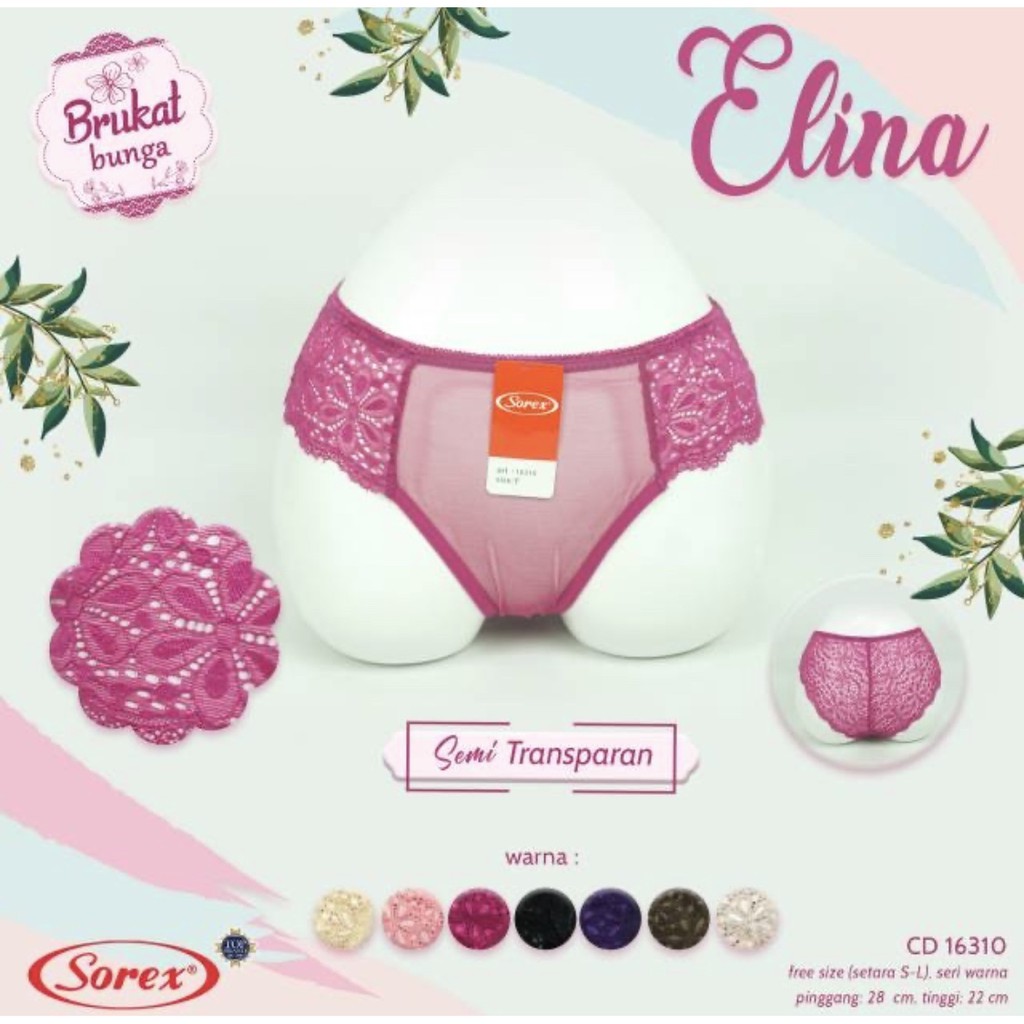 CD WANITA SOREX 16310 BRUKAT TRANSPARANT S M L CELANA DALAM SEXY RENDA 16316 16317 16332