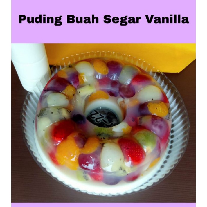 

puding buah segar vanilla + vla