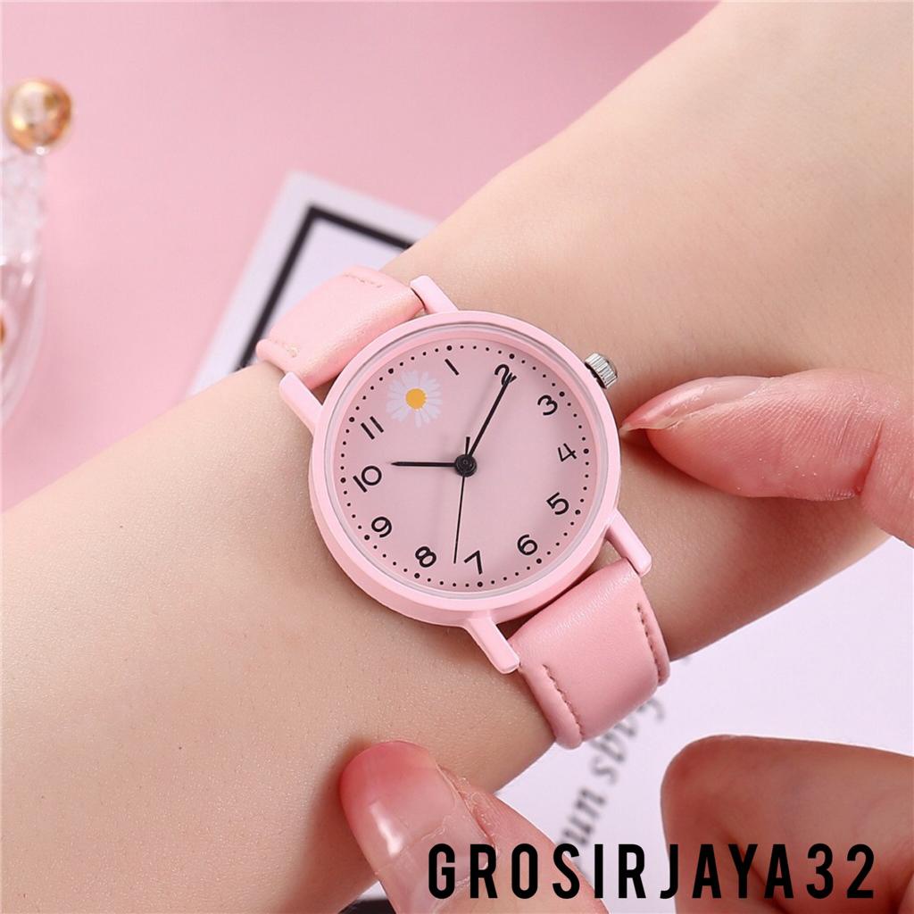 JAM TANGAN WANITA ASTRY DAISY ANALOG WATCH KALEP SINTESIS PU KOREAN FASHION