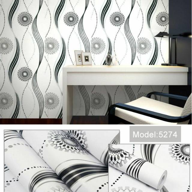 Wallpaper Sticker Motif Kembang Hitam 5274 - Wallpaper Sticker PVC - Wall Sticker ±9 meter x 45 cm