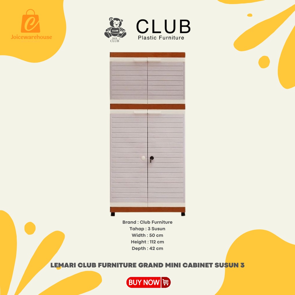 LEMARI PLASTIK CLUB FURNITURE GRAND MINI CABINET SUSUN 3 MINIMALIS