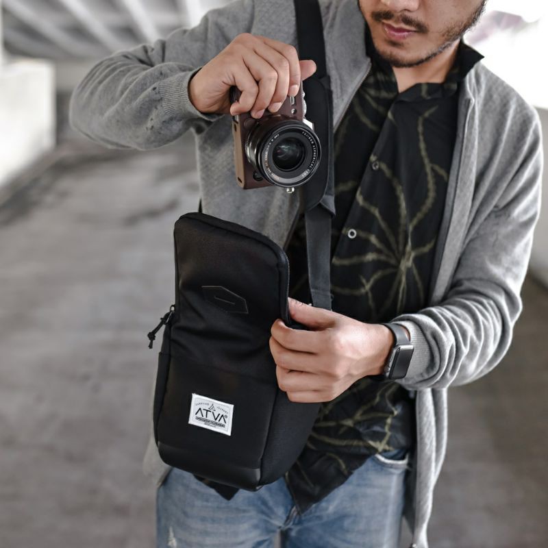 Tas kamera ATVA, Tas Slempang, Sling bag, Rana Black