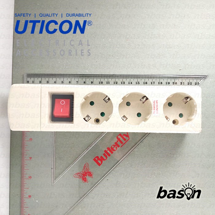 UTICON ST1382NC Multi Outlet - Stop Kontak 3 Lubang - TANPA KABEL