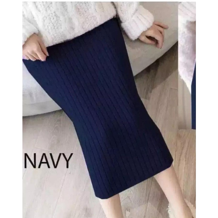 ROK SPAN BELAH 7/8 KNITTED RAJUT PREMIUM SKIRT KNIT PANJANG