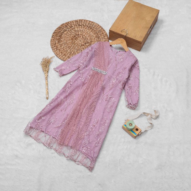 BAJU GAMIS PESTA BRUKAT ANAK / GAUN PESTA ANAK MUSLIM MEWAH / GAMIS BROKAT ANAK 2 - 9 TAHUN