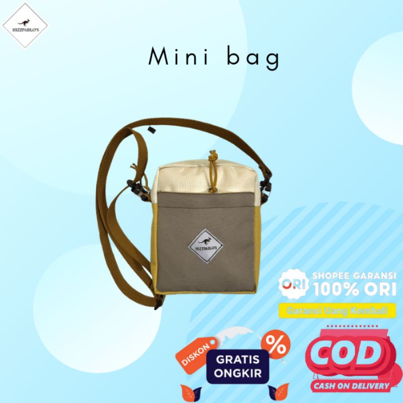 Tas Selempang Pria Wanita Cream Kombinasi Tas Wanita Tas Selempang Mini Pria Wanita Tas Mini Pria Wa