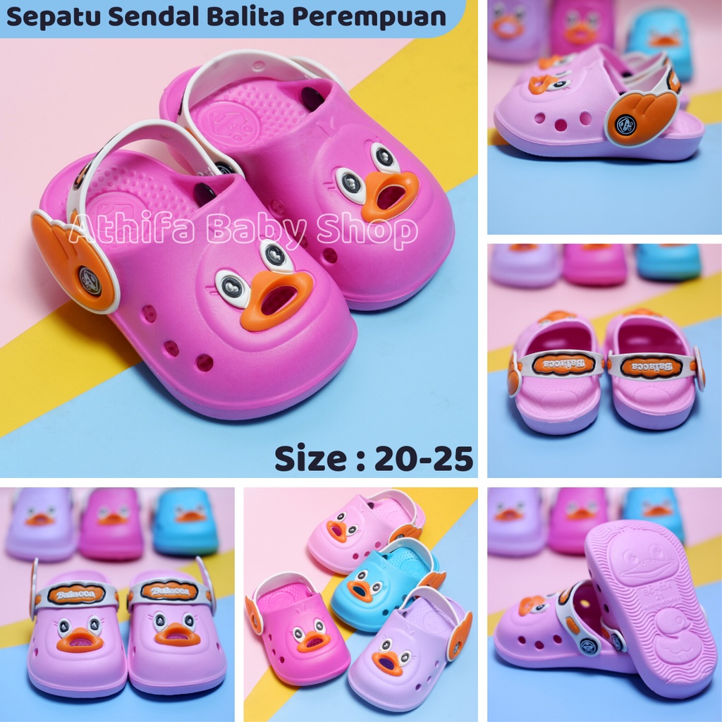 Sepatu Sandal Anak Perempuan Bayi Balita Usia 6 7 8 9 10 11 Bulan 1 2 3 Tahun Karakter Bebek Sendal Gunung Baby Karet Cewek Spatu Sandal Prewalker Spon Phylon Ringan -Balacca 034b-