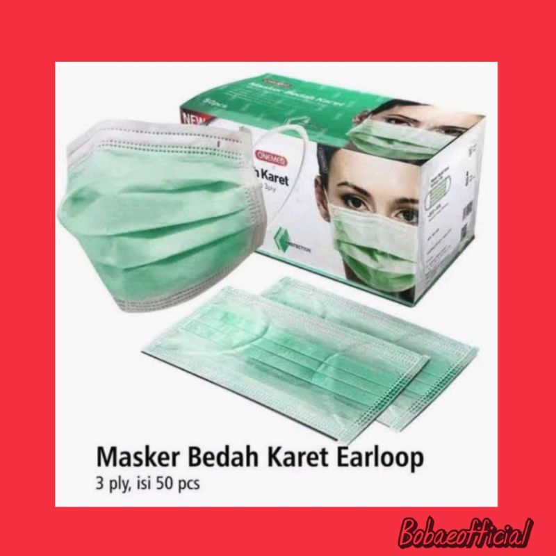 [Masker Medis ONE MED 3ply] warna hijau