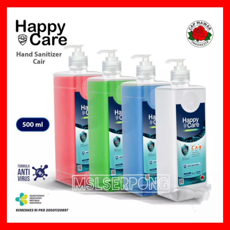 HAND SANITIZER CAIR STRAWBERRY (MERAH) 500ML HAPPY CARE / HAND SANITIZER  / HAND SANITIZER LIQUID