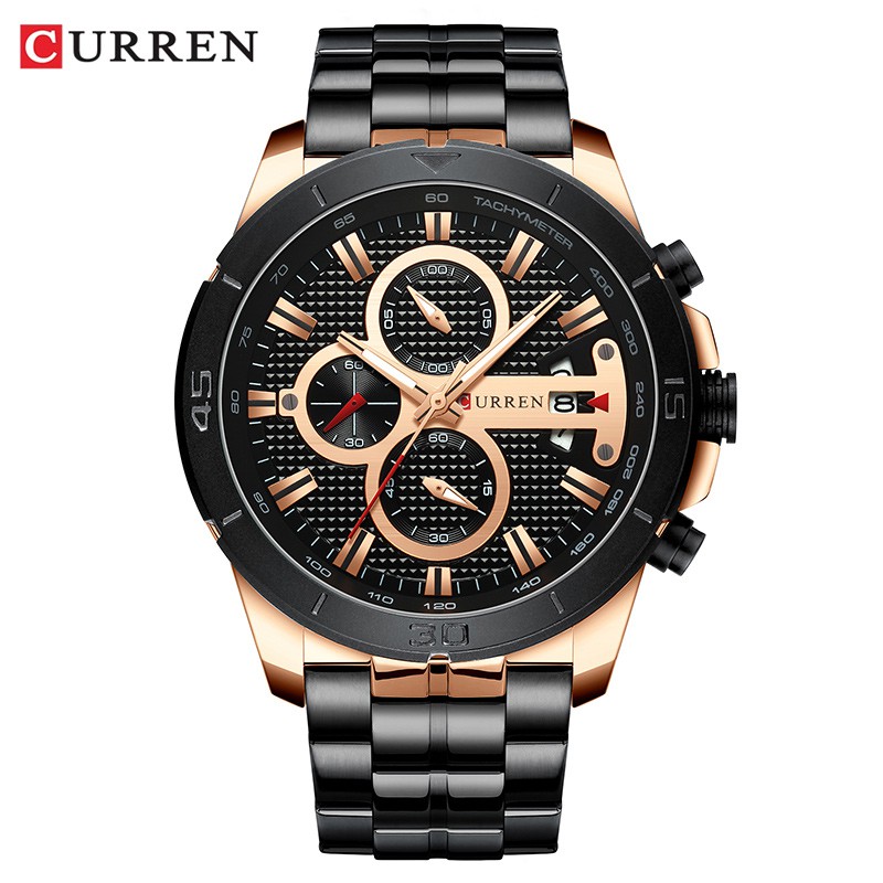 CURREN 8337 Jam Tangan Pria Analog Stainless Steel Chronograph Aktif WATCHKITE WKOS