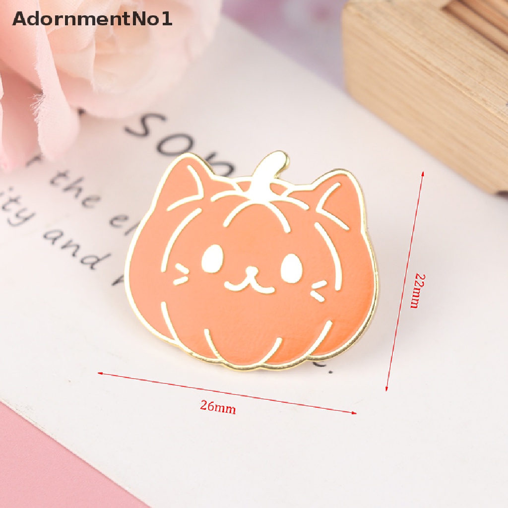 (AdornmentNo1) 1pc Pin / Bros Enamel Bentuk Kartun Kucing / Labu / Tanaman Untuk Aksesoris Pakaian