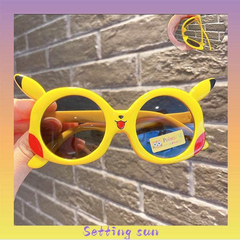 Kacamata Kartun Pikachu Kacamata Perlindungan UV Polarized Sunshade Anak-anak TN