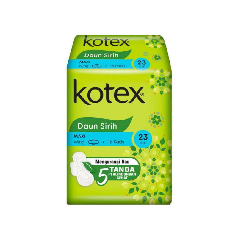 Kotex Pembalut Wanita daun sirih Maxi Wing 23 cm isi 16 pads