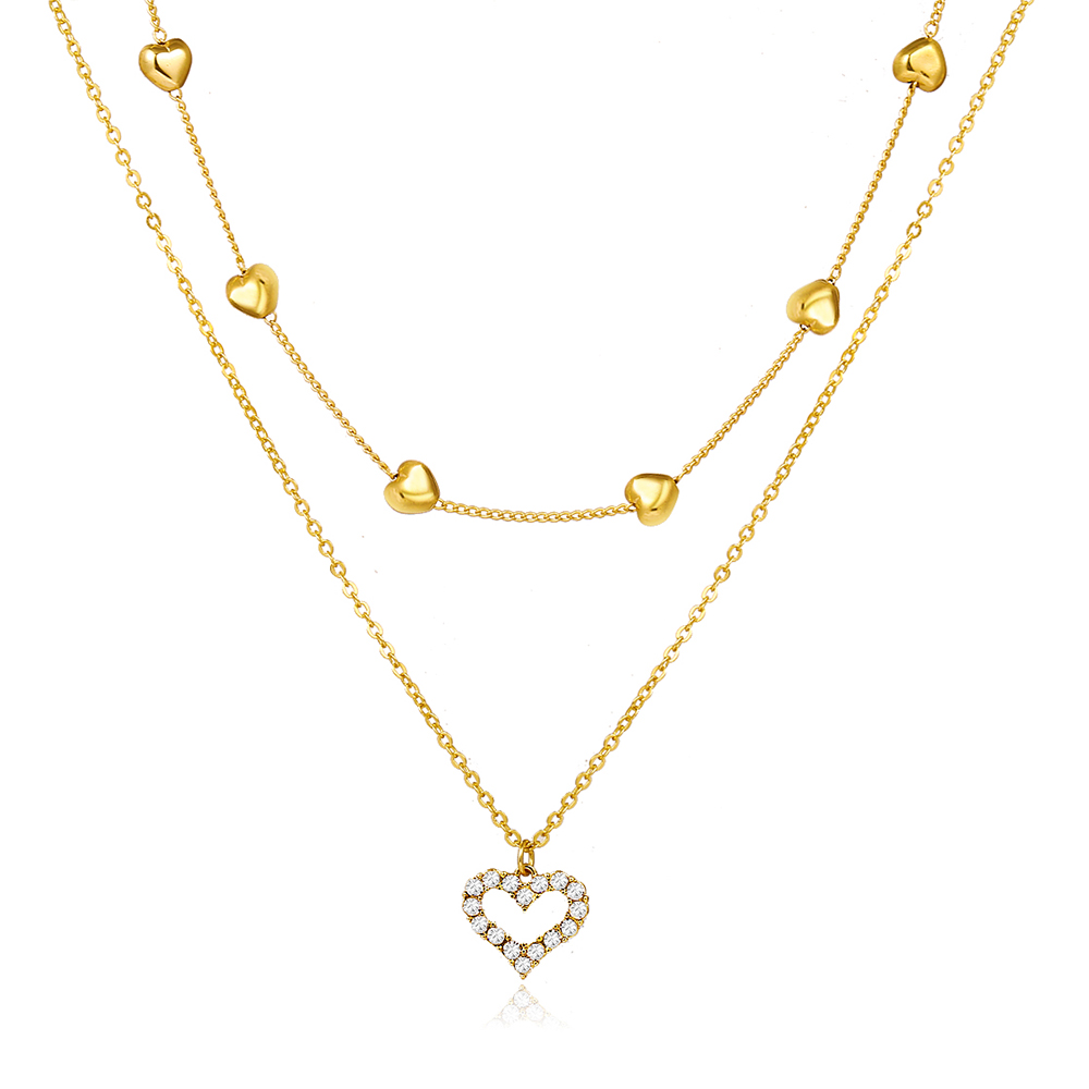17KM Korean Retro Gold Necklace Personality Lock Moon Heart Clavicle Chain Jewelry Accessories-6