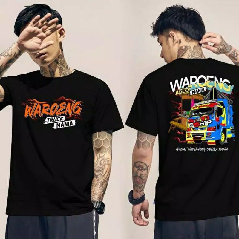 Fourfashion Kaos Pria Kaos Distro WAROENG TRUCK MANIA Black FN285