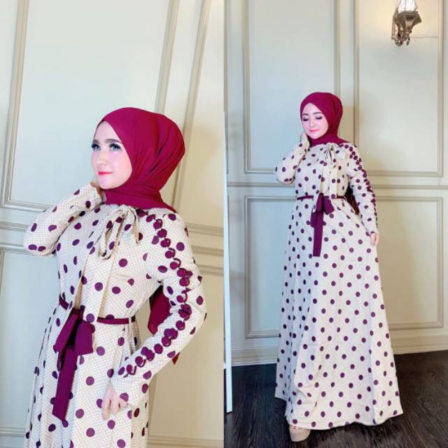 Gamis Polkadot Eksklusif By Shellasaukia