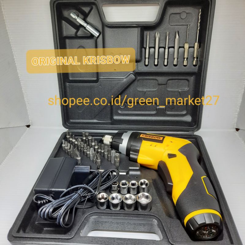 Krisbow Cordless Screwdriver 3,6V IRCS362 || Bor Baterai Charge Krisbow 3,6Volt Set