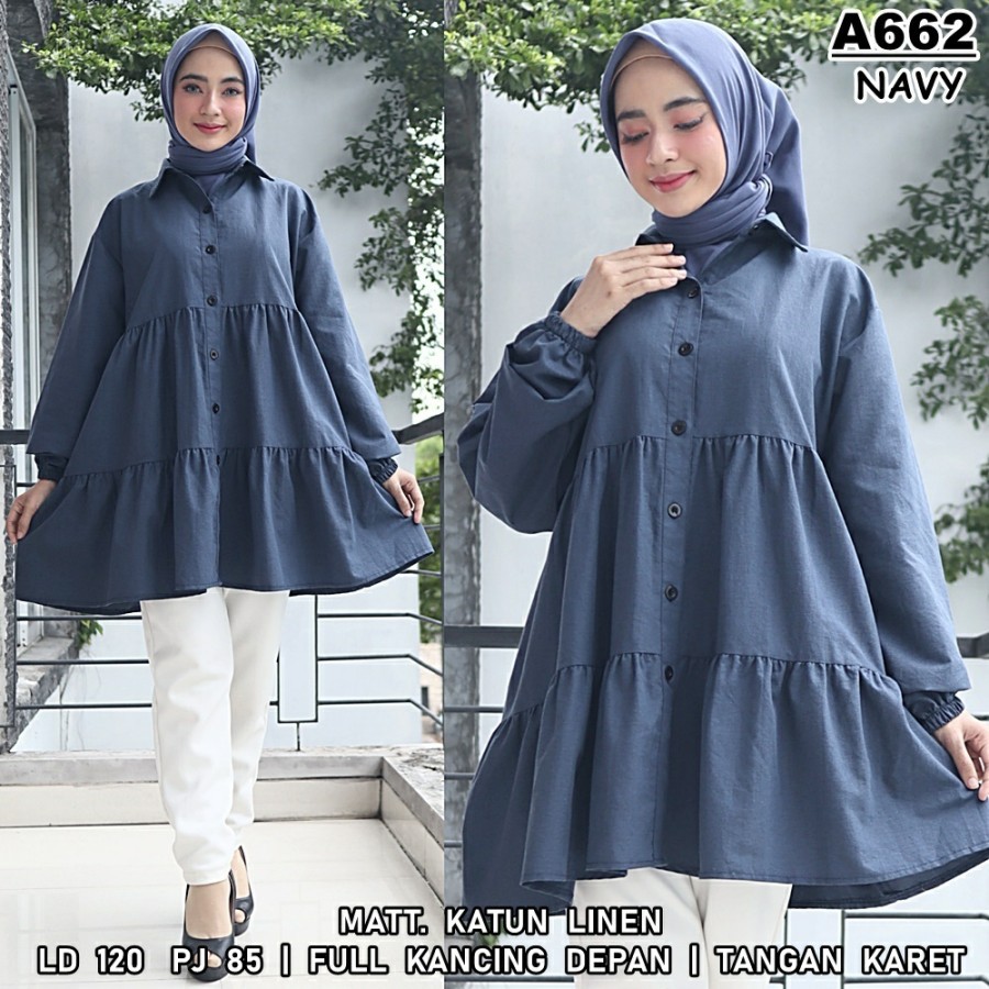 MTF Tunik Jumbo Ld 120 Size XXL Baju Wanita Polos Susun Nala