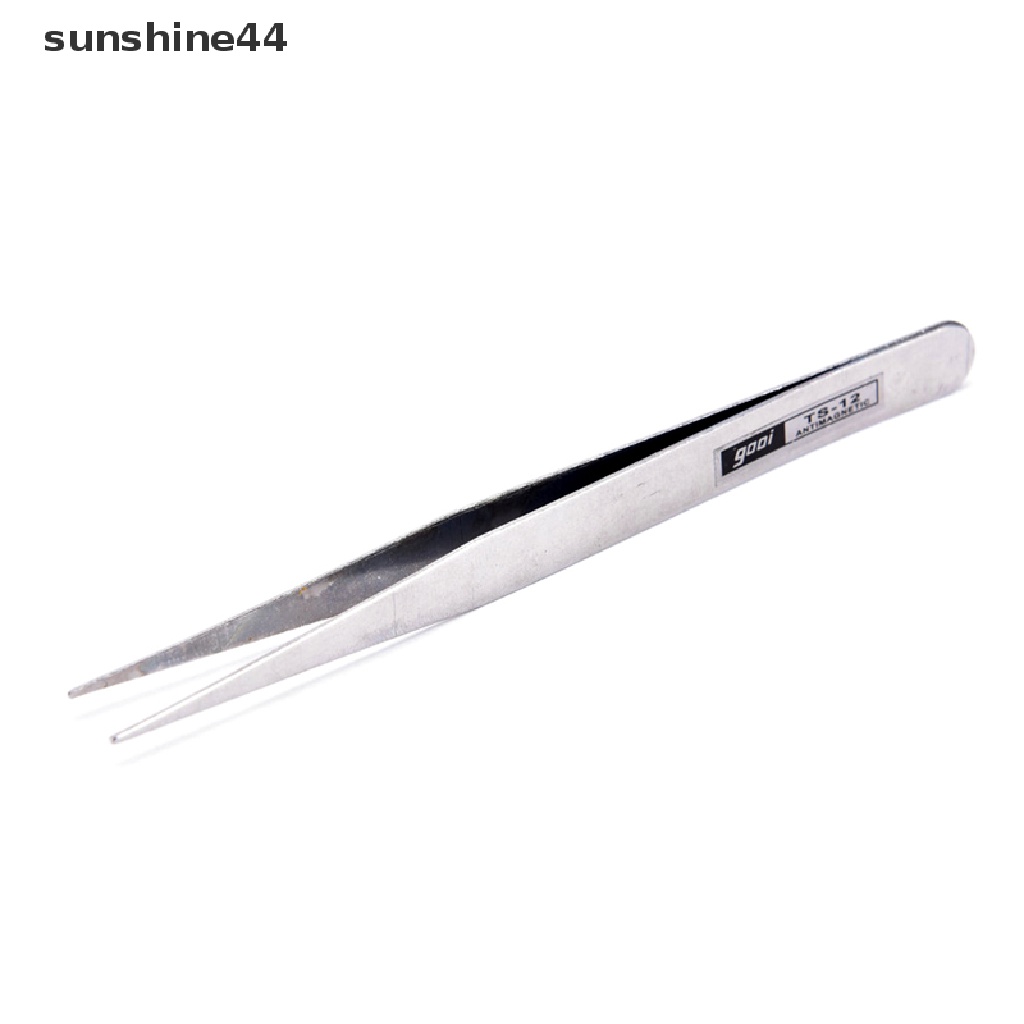 Sunshine 2pcs Pinset Stainless Steel Untuk Mengambil Bulu Mata / Nail Art