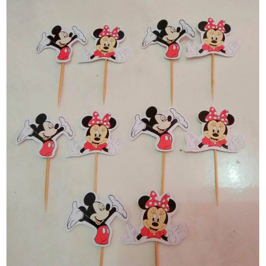 Topper cake mickey micky mouse minnie mouse hiasan ulang tahun cupcake