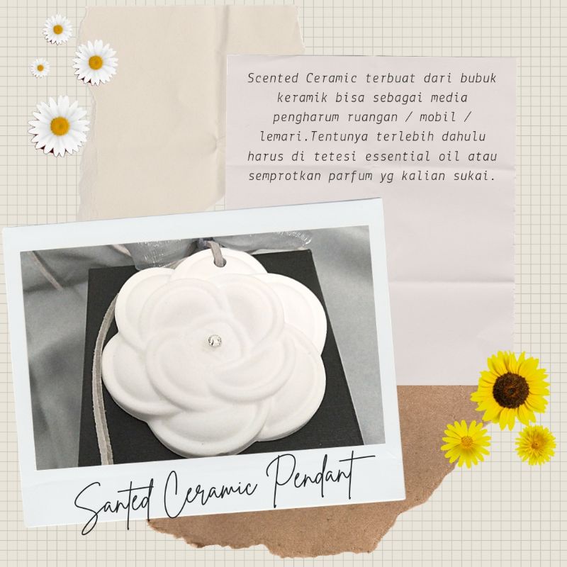 Pewangi Mobil Bunga / Scented Ceramic Pendant / Diffuser