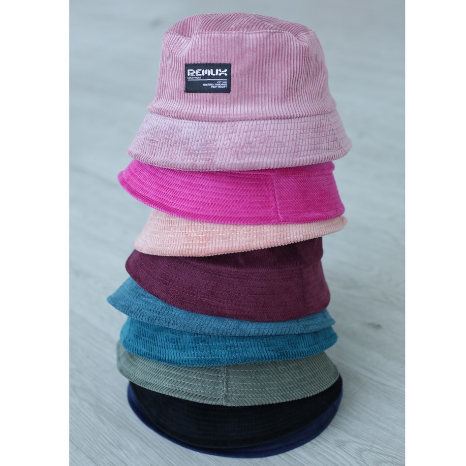 Topi Bucket Hat Remux Topi Bucket Hat Koduroy Remux Double Bahan Pria Wanita Cowok Cewek Unisex