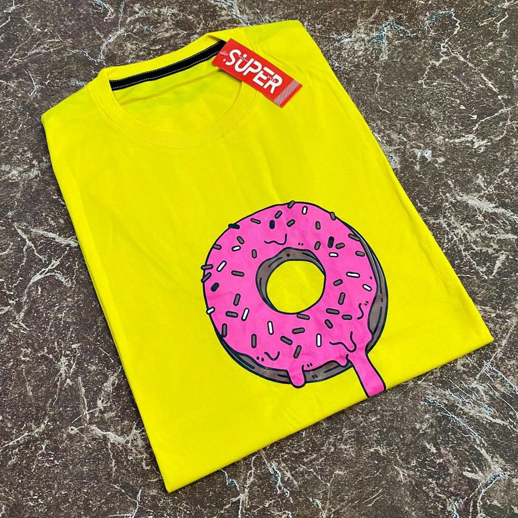 Kaos Pria Atasan Distro T-Shirt Kaos Donat Kuning
