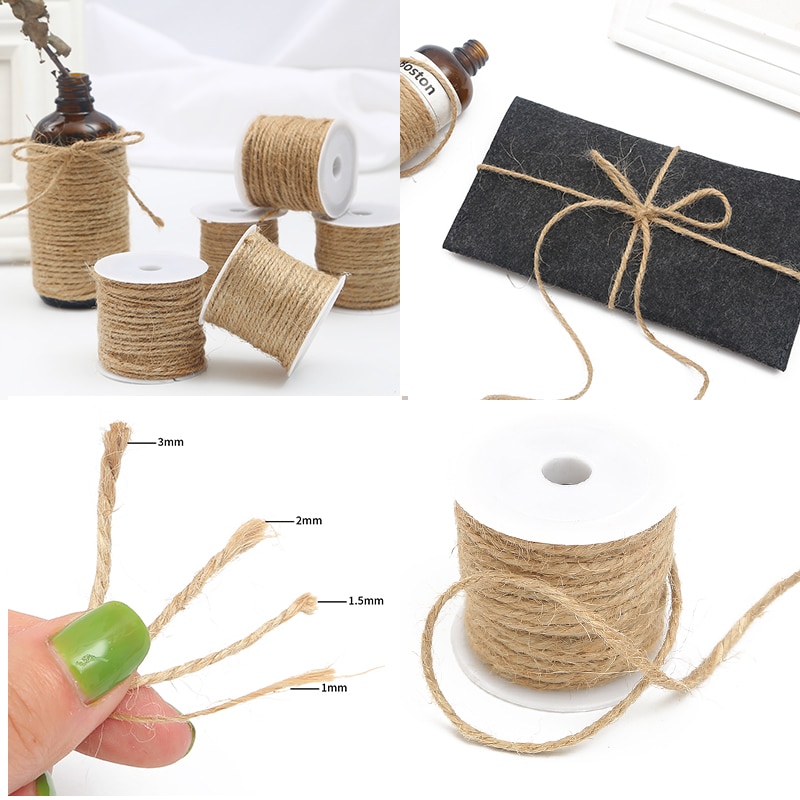 5-15 M/roll Natural Jute Twine Goni String Tali Rami Pesta Pernikahan Hadiah Bungkus Tali Benang DIY Florists Craft Dekorasi