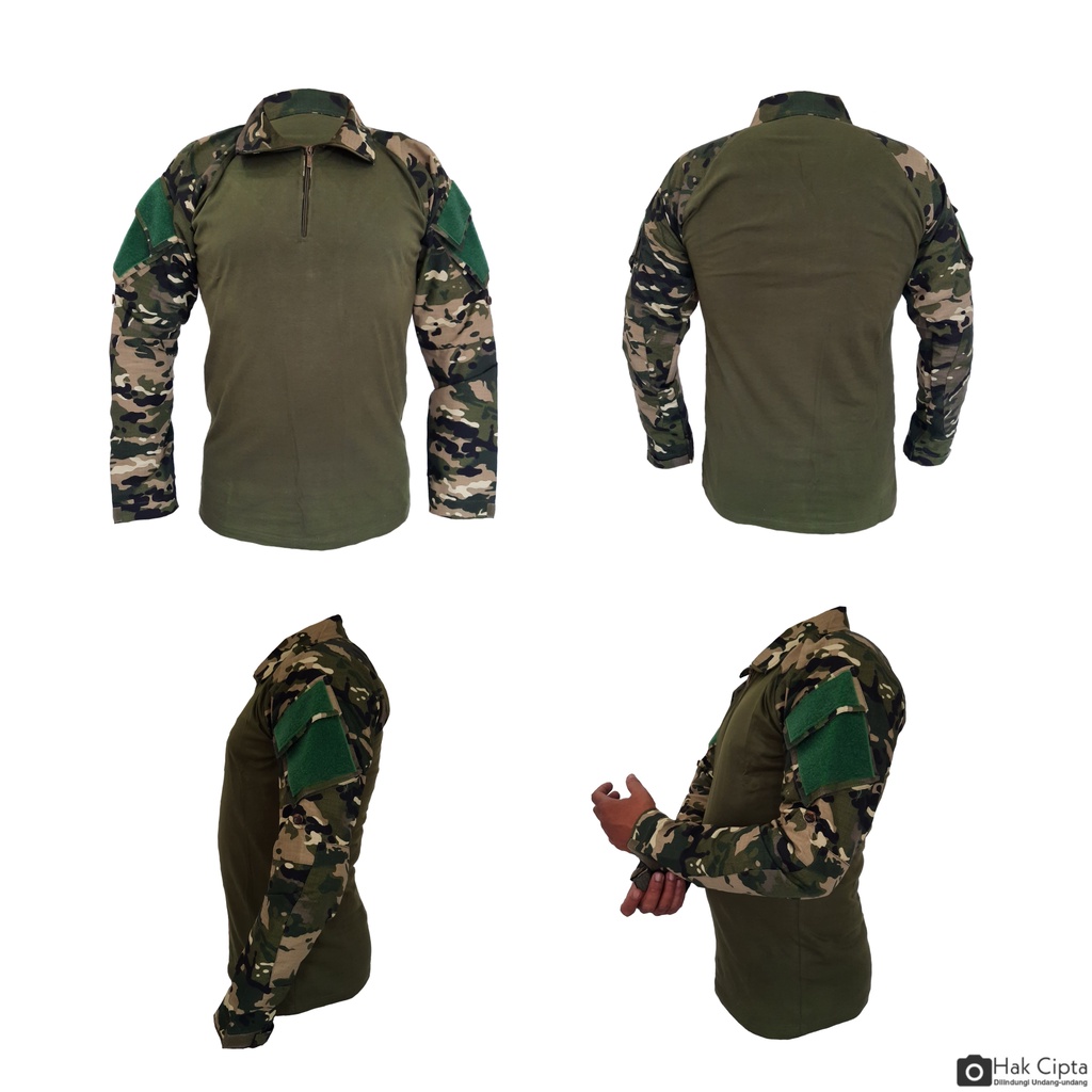 combat shirt/kaos bdu panjang loreng multicam cotton twill local