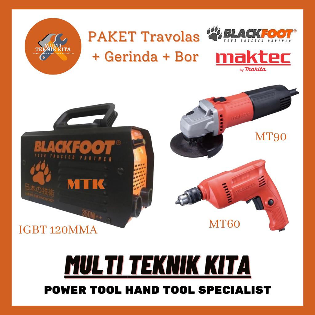 PAKET Mesin Las 350 watt 120A IGBT Blackfoot Mesin Gerinda 4" MT 90 Mesin Bor 10mm MT 60 Maktec
