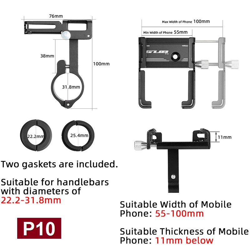 GUB G81 P10 P30 P40 PRO 2 HP Holder G-81 P-10 Handphone Phone Aluminium Stang Sepeda Motor Bracket Moto Bar Merk Berkualitas Motobar