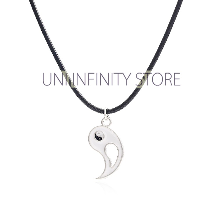 JWNE0385 Kalung Couple YinYang Tao dengan Tali Korea Hitam Unisex Pria Wanita Cowok Cewek Yin Yang Necklace