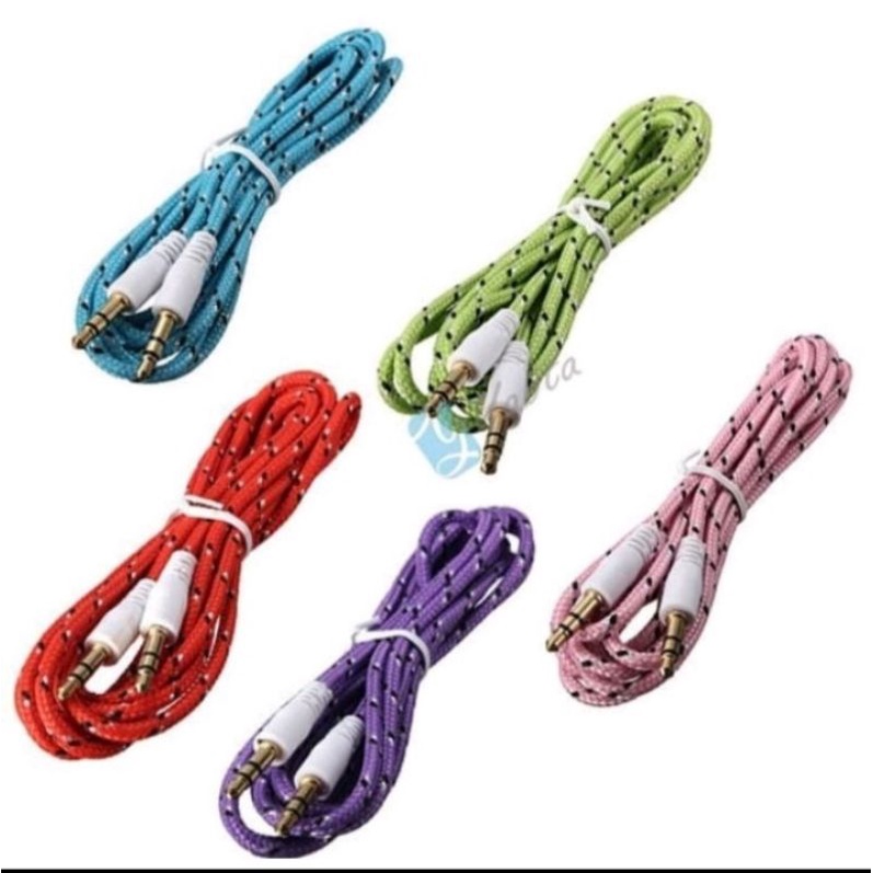 KABEL AUX AUDIO JACK 2 in 1 DARI HP KE SPEAKER MODEL TALI SEPATU