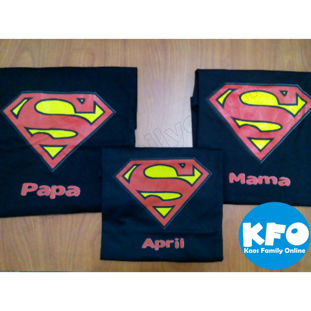 Baju Kaos Keluarga Family Couple Gathering Request Nama Custom Termurah Superman